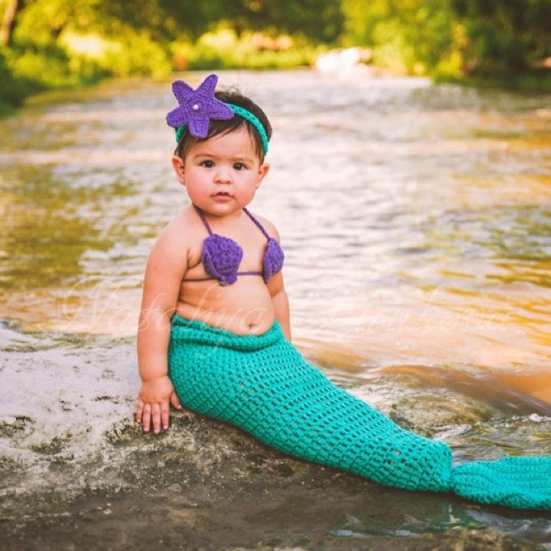 Crochet Baby Mermaid Outfit  Mermaid Tail | Baby Mermaid Prop - Other - Thread 
