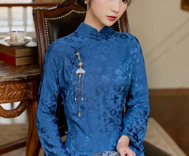 Cheongsam Top Blue