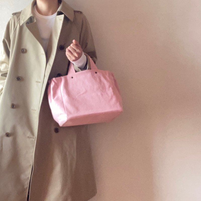ギャザートート　Basic　サクラ　ピンク　８号帆布　トートバッグ　マチ広め - 手提包/手提袋 - 棉．麻 粉紅色
