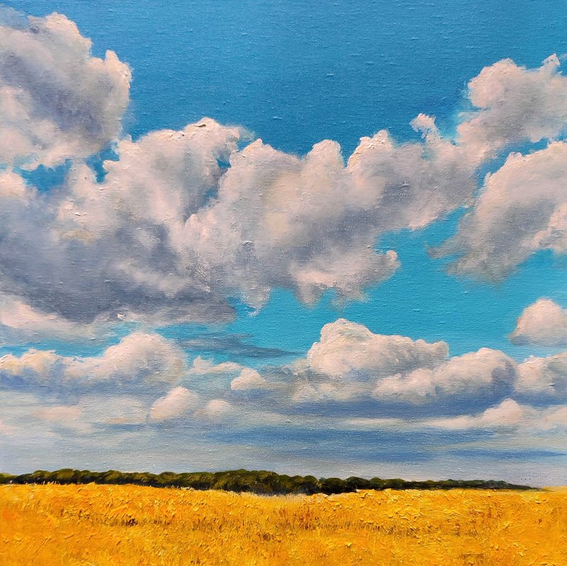 原畫  裝飾畫  夏日風景 Landscape Painting, Hand-painted Art, Original Painting On Canvas - 海報/掛畫/掛布 - 其他材質 多色