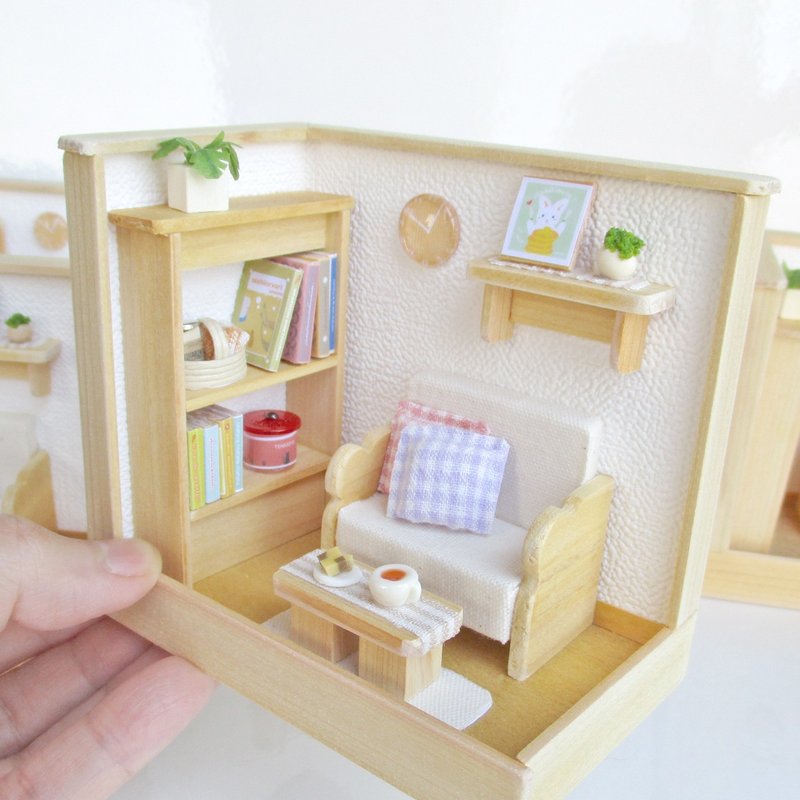 ミニチュアルーム　ミニチュアソファー - 擺飾/家飾品 - 木頭 卡其色