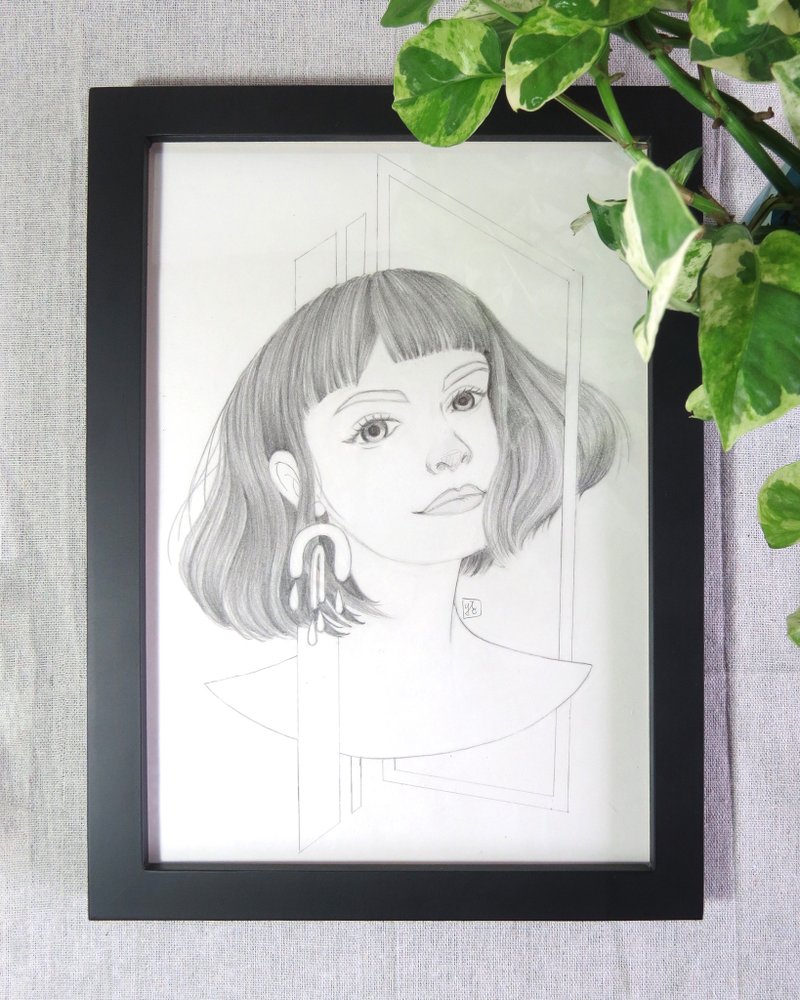 Original Hairstyle Sketch Artwork - Charm - Posters - Paper Gray