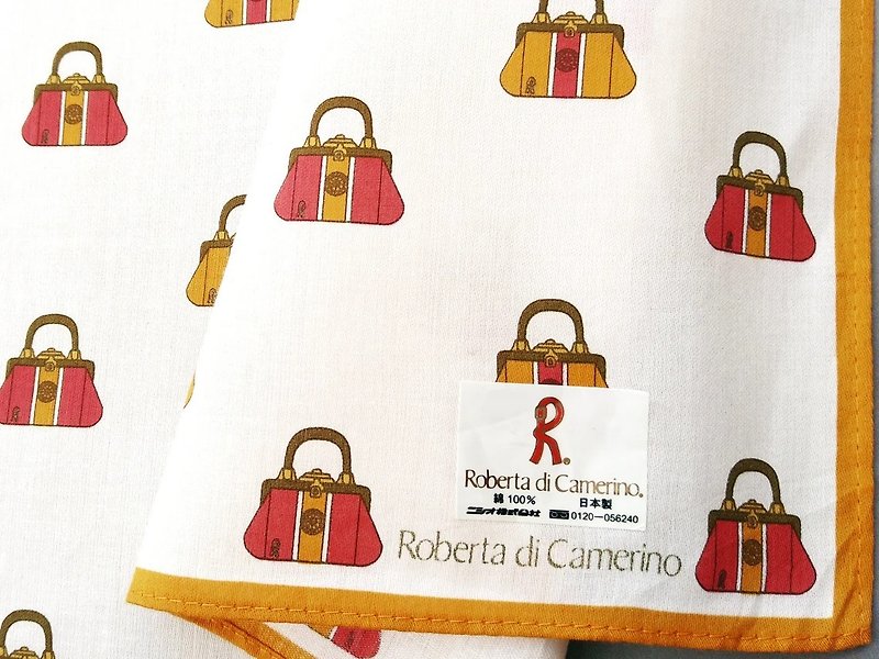 Roberta di Camerino Vintage Handkerchief Women Handkerchief 18.5 x 18.5 inches - ผ้าเช็ดหน้า - ผ้าฝ้าย/ผ้าลินิน สีแดง
