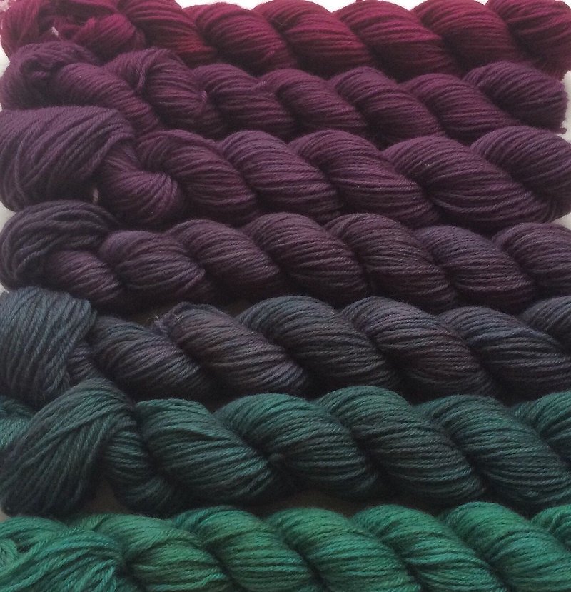 Hand dyed yarn set  merino cashmere extrafine 手染纱 - 編織/刺繡/羊毛氈/縫紉 - 羊毛 多色