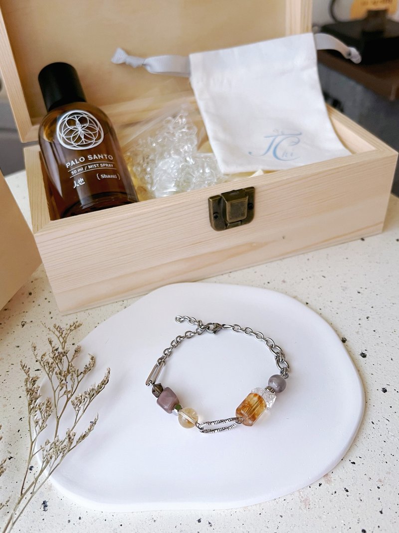 Gongming gift box x crystal bracelet combination x wealth freedom - สร้อยข้อมือ - คริสตัล สีเงิน