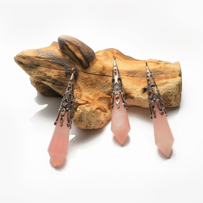 01193001天然晶石/靈擺/帶鏈子/粉晶/天然石/水晶/能量石/冥想 - 項鍊 - 水晶 粉紅色