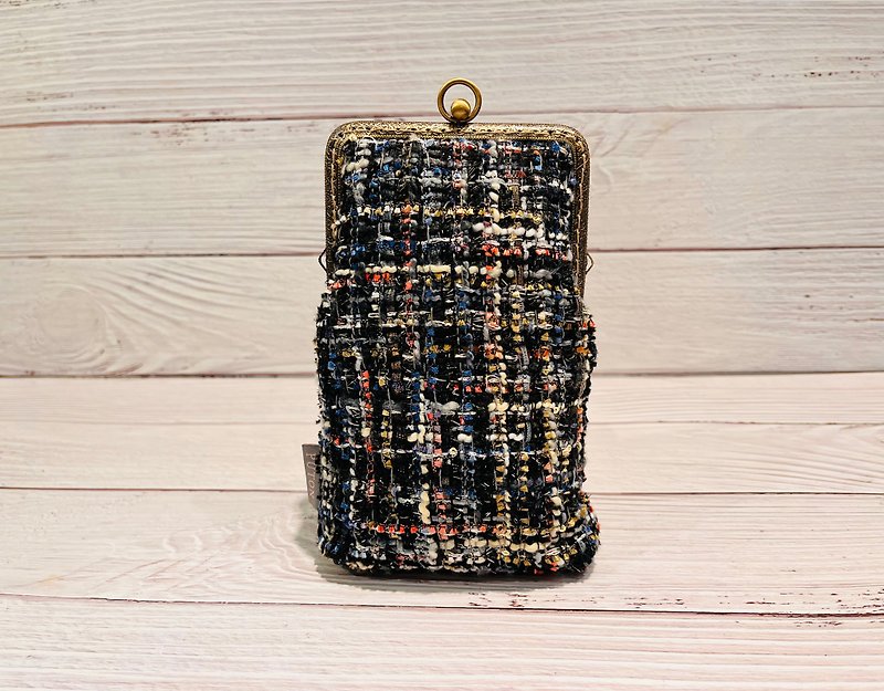 Warm wool handmade mouth gold bag•mobile phone bag•with strap - Messenger Bags & Sling Bags - Cotton & Hemp Multicolor