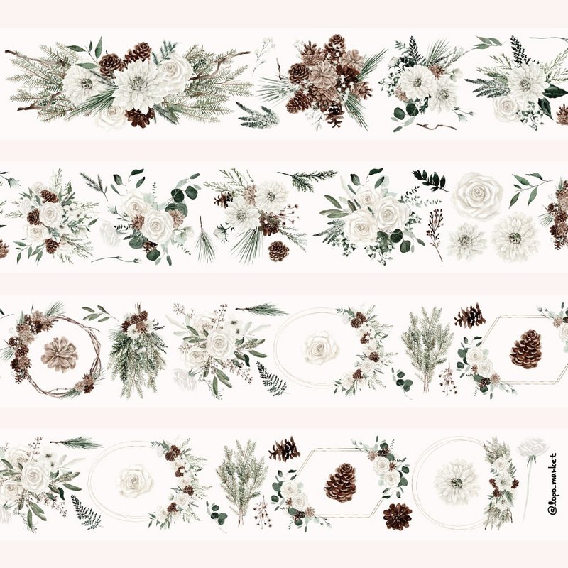 Winter Rose Transparent Matte Masking Tape 5.5cm - 紙膠帶/和紙/PET - 其他材質 