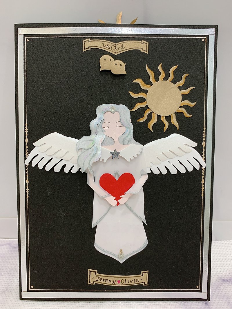 【客製款】守護天使的太陽生日卡(下單前請討論) - 卡片/明信片 - 紙 黑色