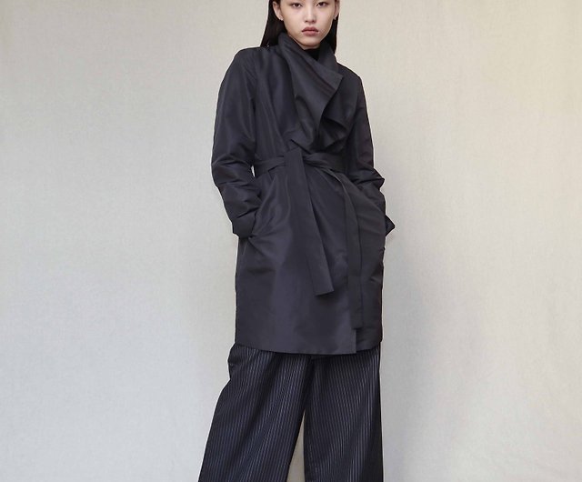 Pumpkin Vintage. Calvin Klein black lapel tie trench coat - Shop  nanguavintage Women's Casual & Functional Jackets - Pinkoi