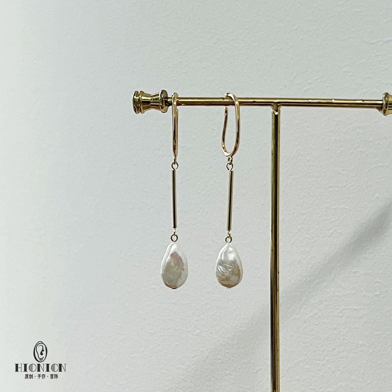 Psyche's Curiosity ~ Original niche baroque pearl earrings without piercings, water drop earrings, retro - ต่างหู - วัสดุอื่นๆ ขาว