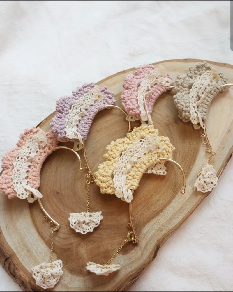 Lolita crochet earrings - Earrings & Clip-ons - Cotton & Hemp Gold