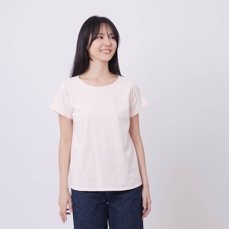 蜜桃棉素面短袖圓領女T恤 【不完美小NG微瑕特惠】 - 女 T 恤 - 棉．麻 綠色