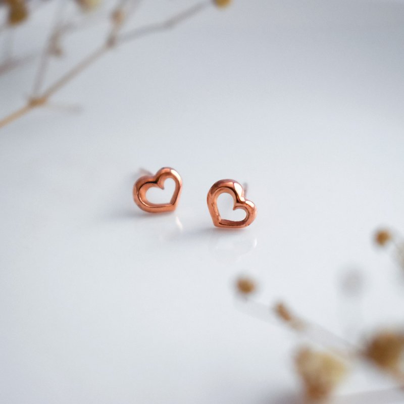 [Handmade] Different small series - love earrings (K gold, 925 sterling silver version) - Earrings & Clip-ons - Precious Metals Pink