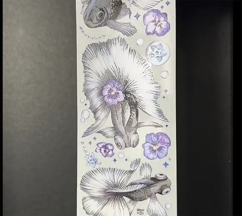 角堇金魚 黑色系 造景 PET 紙膠帶 - 紙膠帶/和紙/PET - 紙 黑色