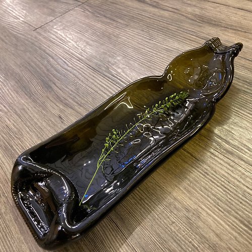 Flat Wine Bottle Art 瓶瓶禮 橄欖綠原瓶壓扁盛盤 收納盤