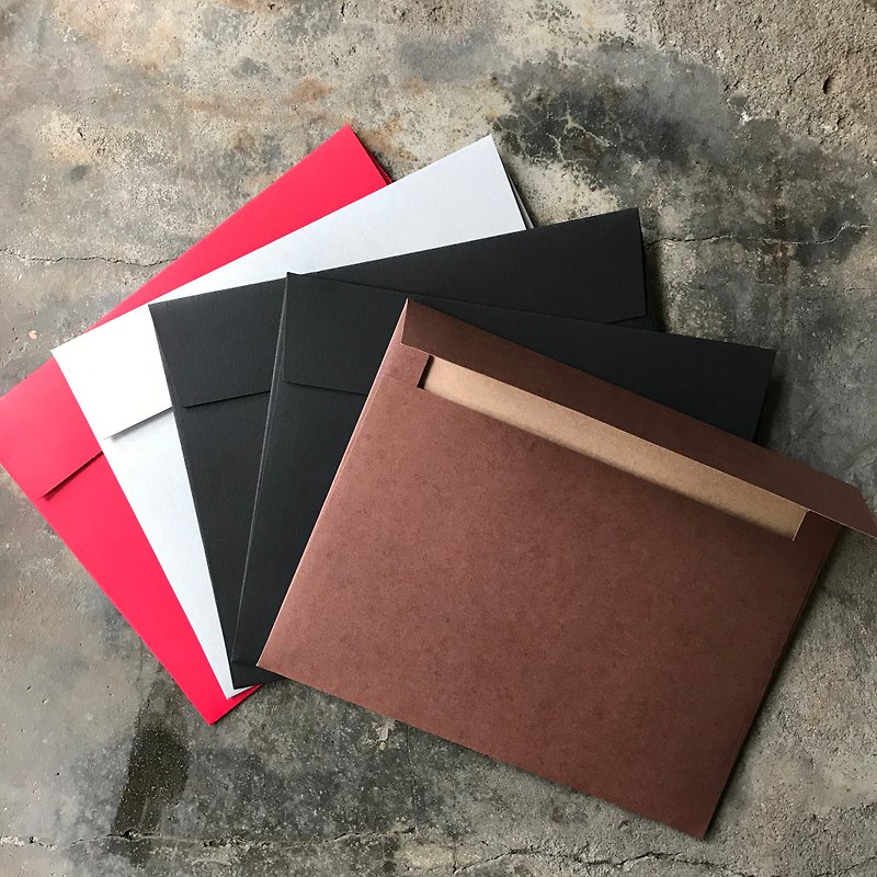 信封/厚磅作品袋/A5/咖啡雙色/紅色 - 信封/信紙 - 紙 咖啡色