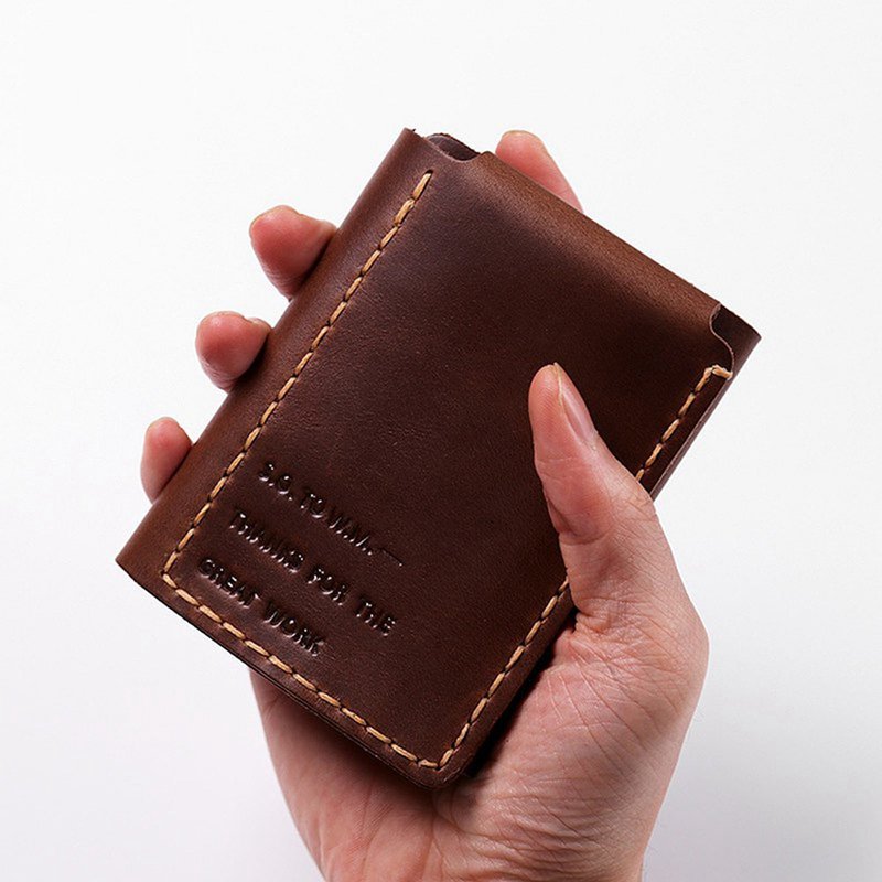 [Boyfriend gift] handmade diy daydreamer wallet short wallet material bag can be customized lettering - Wallets - Genuine Leather 