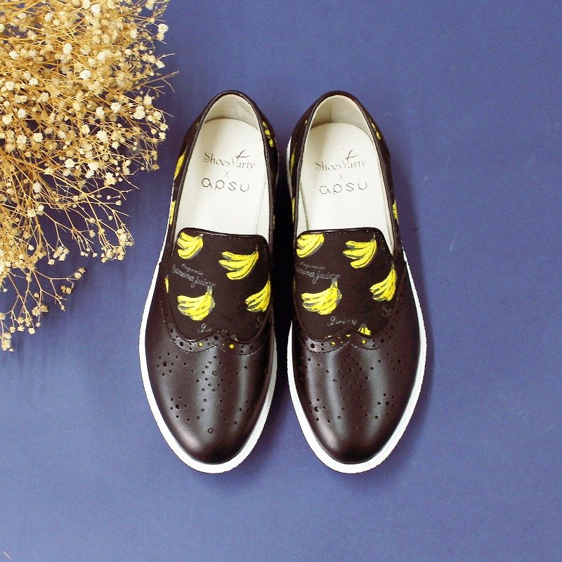 Shoes Party Black Banana Slim Casual Shoes / Handmade / Japanese Fabrics / M2-16222F - Women's Casual Shoes - Cotton & Hemp 