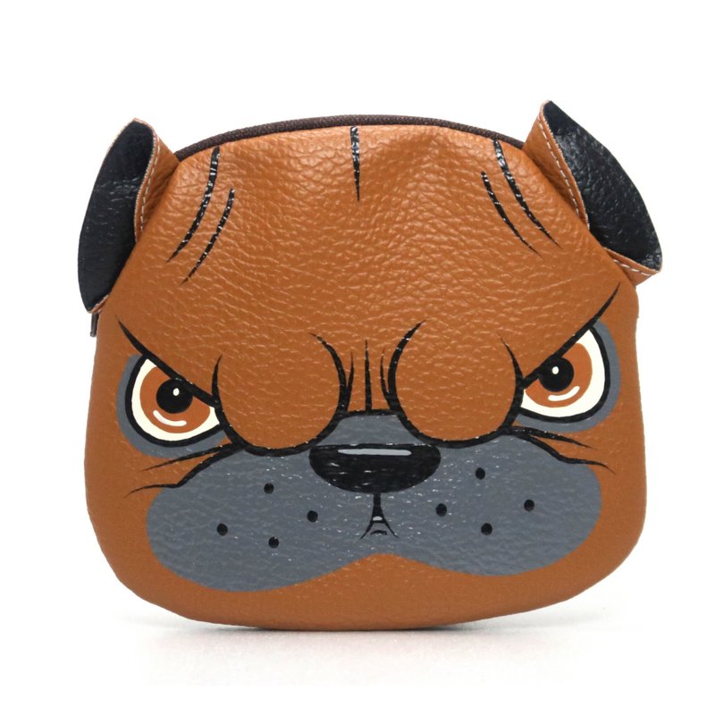 American pit bull coin purse ,small wallet bag with zip.various card pock - 零錢包/小錢包 - 人造皮革 咖啡色