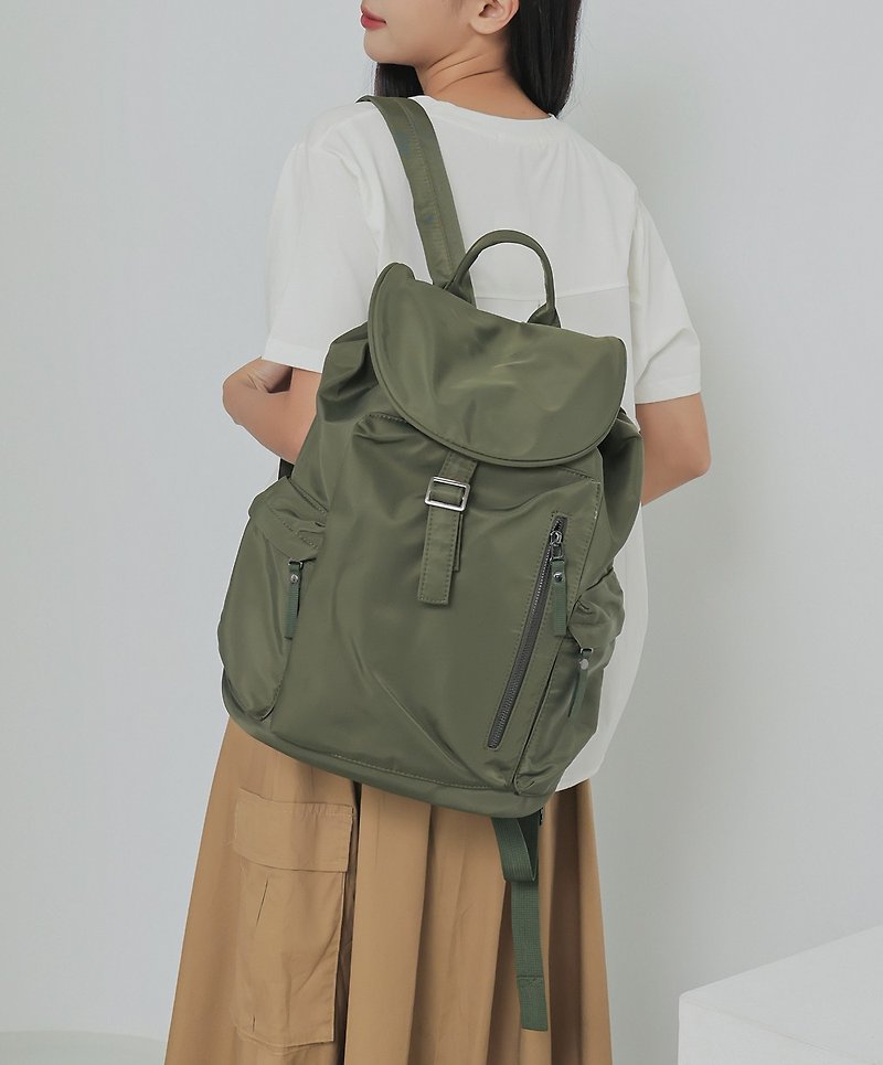 supportrole city travel leisure multi-space layered backpack army green - Backpacks - Other Man-Made Fibers Green