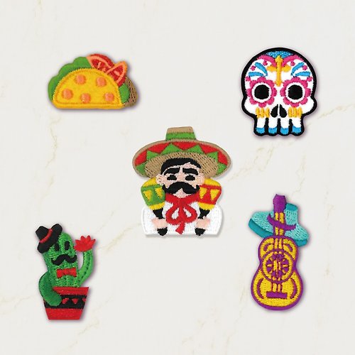 霓豆瓦克 Mr. Needlework 【刺繡貼紙】墨西哥|仙人掌|亡靈節|骷髏|墨西哥捲餅|吉他
