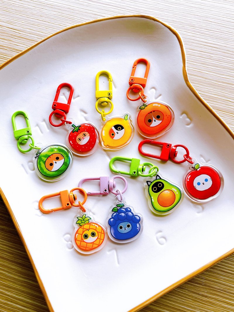 Vivianshen Pendant Blind Bag Cat Fruit (8 styles in total) - พวงกุญแจ - อะคริลิค 