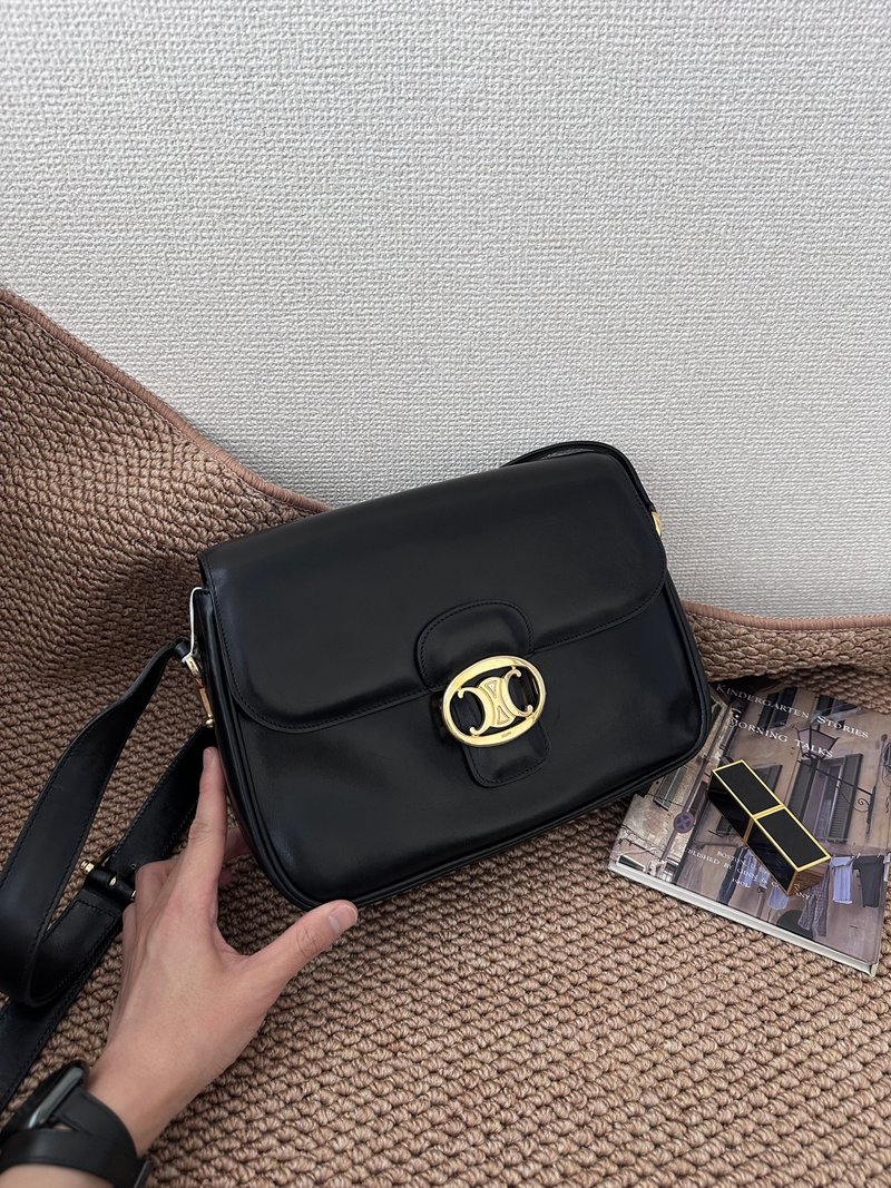 中古包 CELINE 思琳 凱旋門金釦 復古肩背包 - 側背包/斜背包 - 真皮 黑色