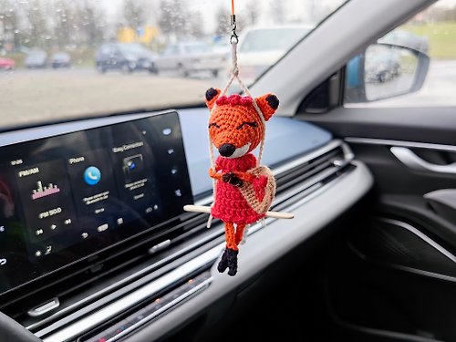 Innagurumi Fox on the wings, mini fox plush, fox car hanging, car ornament, car accessory