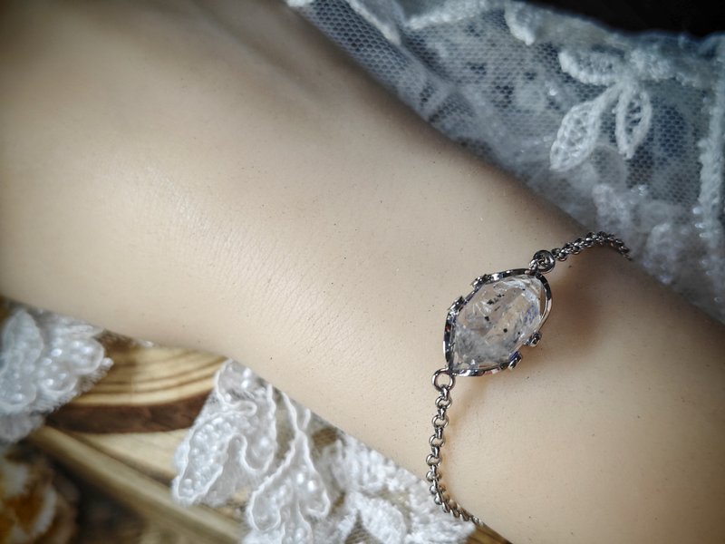 天然閃靈鑽|流沙|雙尖|925銀|Herkimer Diamond| - 手鍊/手環 - 水晶 