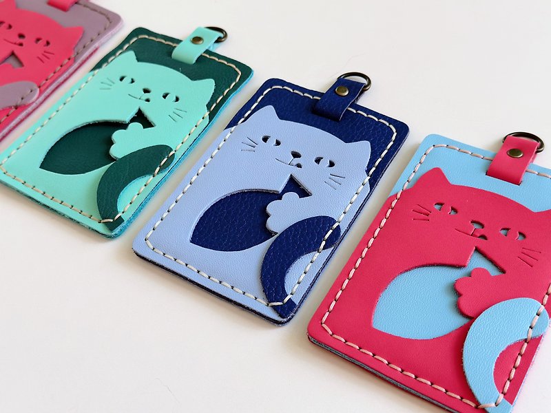 Cat Identification Card Holder - Straight (Without String) - Card Holders & Cases - Genuine Leather 