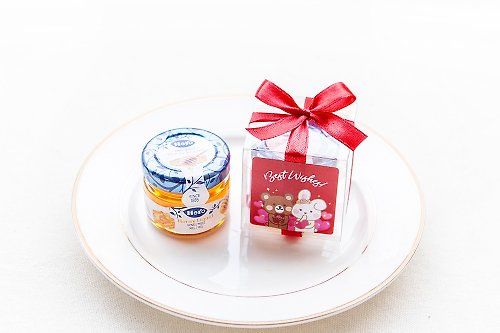 幸福朵朵 婚禮小物 花束禮物 奇奇妮妮甜蜜之戀款 透明盒hero藍蓋小蜂蜜(滿百份免費印名字)