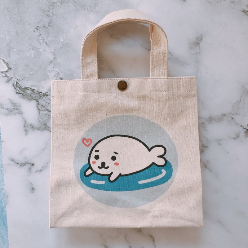 海獅 立體邊帆布包 M 帆布袋 便當袋 - 手提包/手提袋 - 其他人造纖維 白色