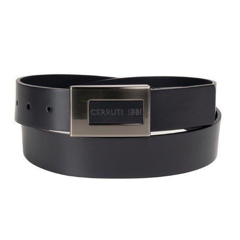 CERRUTI 1881 限量3折 頂級小牛皮皮帶 全新專櫃展示品 - 皮帶/腰帶 - 真皮 黑色