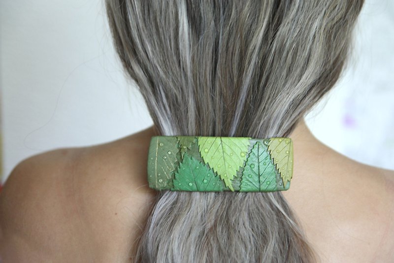 Summer leaves hairclip Green hair accessories Christmas Gift Wrapping - 髮飾 - 其他材質 綠色