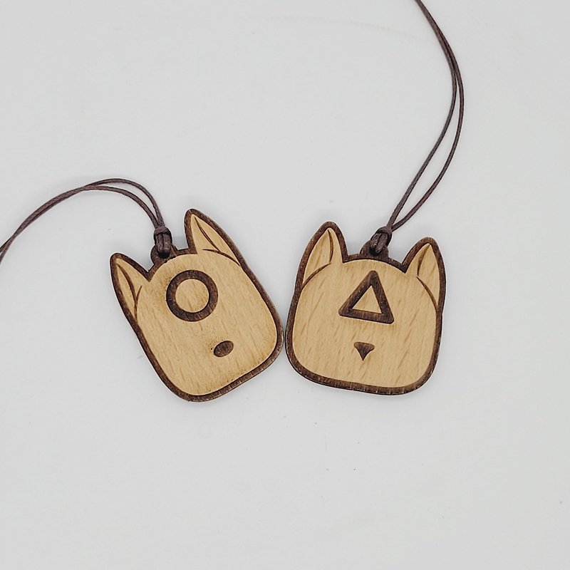 Squid dog and cat pendant _ wooden _ pendant _ a set of two - Keychains - Wood 
