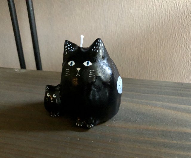 美しい 黒猫親子 ショップ 黒猫キャンドル pyropet インテリア・生活道具