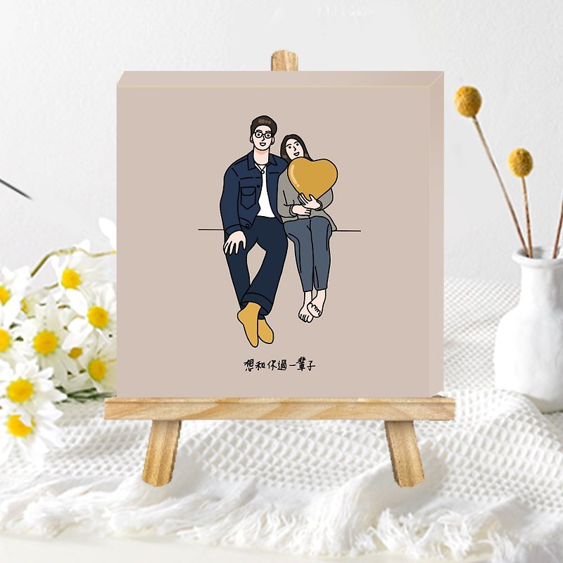 [Customized] Xiyan painting/frameless painting comes with a small easel/custom hanging painting - Customized Portraits - Wood Multicolor