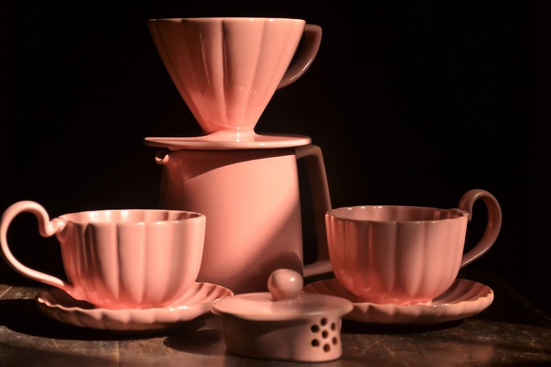Customer 噐 polish lip powder coffee filter cup gift set group - Mugs - Pottery Pink