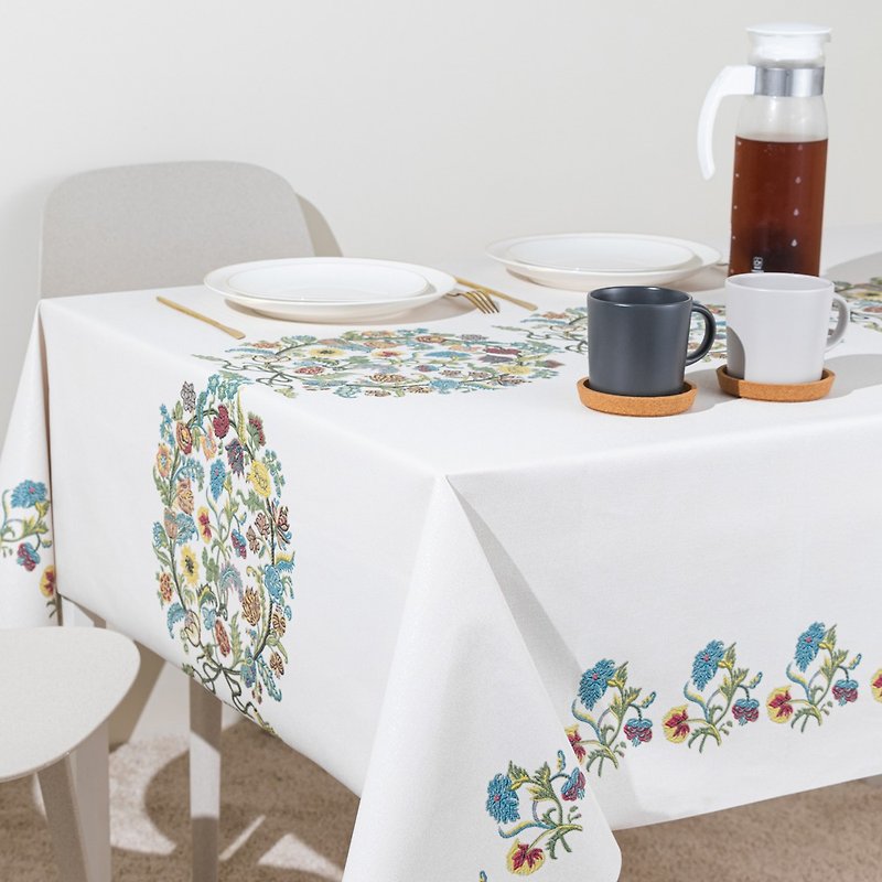 All the way flower embroidery tablecloth waterproof and oil-proof tablecloth placemat camping tablecloth tablecloth coffee table cloth - Place Mats & Dining Décor - Plastic White