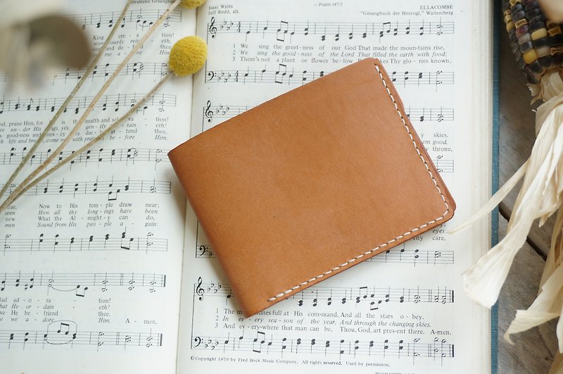 Brown classic gentleman short clip / wallet / card holder - Wallets - Genuine Leather Khaki