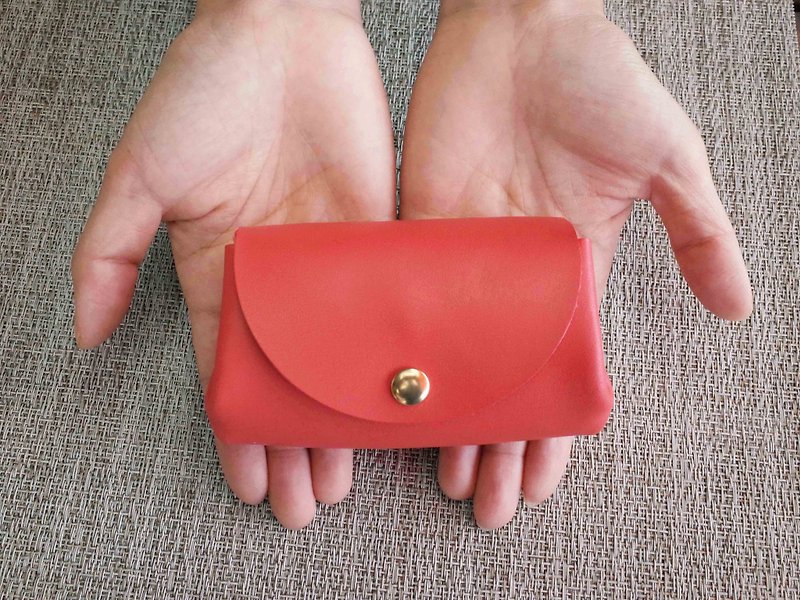 Lightweight leather wallet - rose red - กระเป๋าสตางค์ - หนังแท้ สีแดง