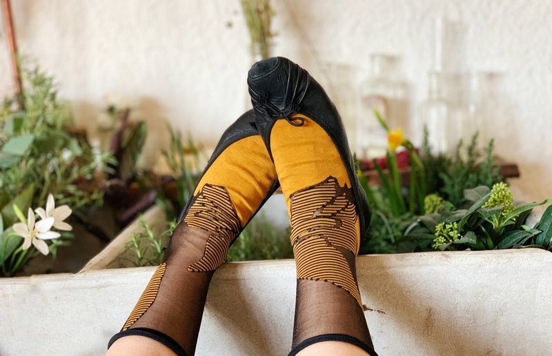 靴下ディジョン / organic cotton / dot / yellow / socks - 襪子 - 棉．麻 橘色