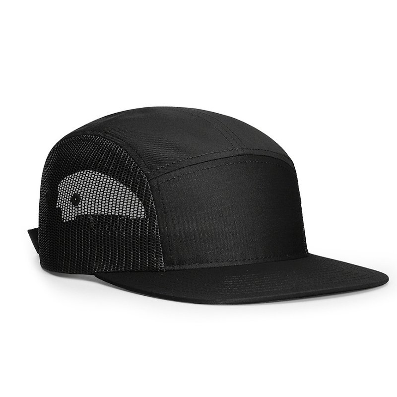 Piece Richardson 5 Panel Trucker Strapback ::Solid Black:: - Hats & Caps - Cotton & Hemp Black