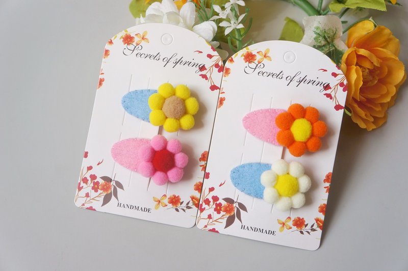 G1-寶寶兒童幼兒嬰兒髮夾-髮夾髮束BB夾 手縫毛球小花 - 嬰兒手鍊/飾品 - 其他材質 多色