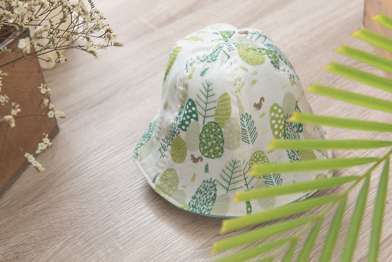 Double-sided fisherman hat - light cattle rice leaf for non-toxic fisherman hat children's clothing - หมวกเด็ก - ผ้าฝ้าย/ผ้าลินิน สีน้ำเงิน