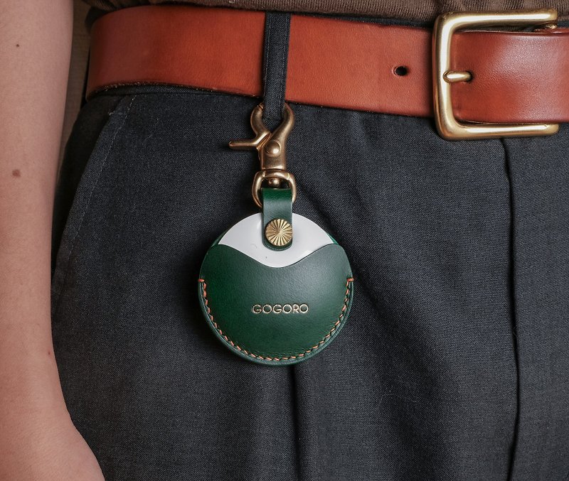 【寓吉】gogoro gogoro2 EC-05 圓形鑰匙專用皮套 Key holder - 鑰匙圈/鑰匙包 - 真皮 綠色