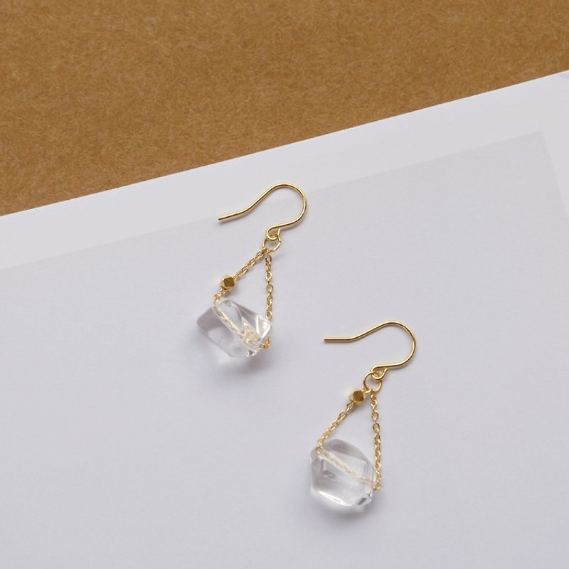 N IS FOR NEVERLAND crystal quartz 18k gold gilded earrings - ต่างหู - เครื่องเพชรพลอย 