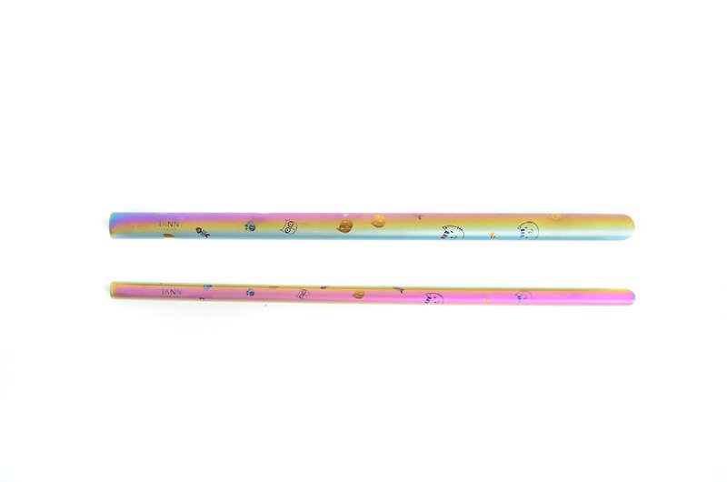 TiStraw Titanium Straw Set in Doctor Cat (8 mm & 12 mm) - Chopsticks - Other Metals Multicolor