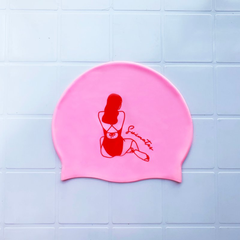 Pink Swimming girl swim cap - Fitness Accessories - Silicone Pink